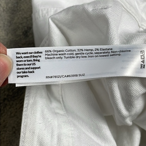 New Eileen Fisher Cotton Hemp Stretch Tapered Pant White Ankle Sz 12 - Picture 12 of 13